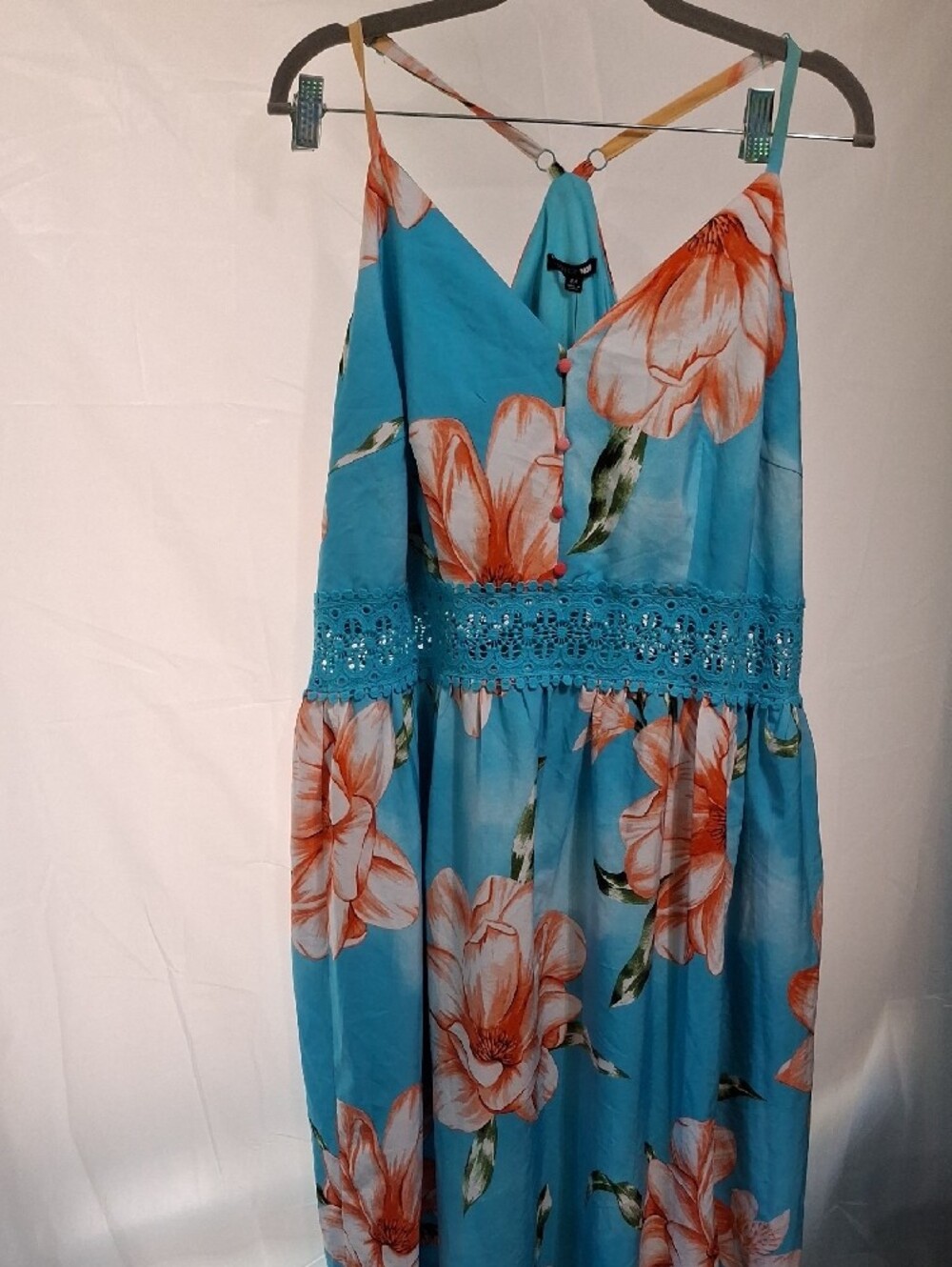 Fashion Nova Holy Slit II Sleaveless Max Dress  Blue/combo Nwt - Picture 2 of 8